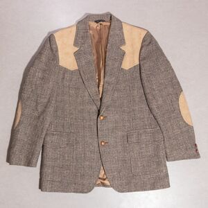 VTG Pendleton Western Brown Wool Tweed Sport Coat Elbow Patch Suit Jacket 44 L